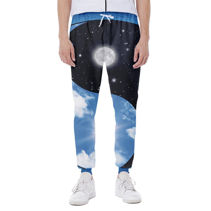 Sky And Space Yin Yang Print Scuba Joggers