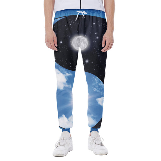 Sky And Space Yin Yang Print Scuba Joggers
