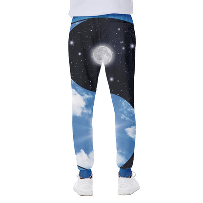 Sky And Space Yin Yang Print Scuba Joggers