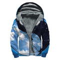 Sky And Space Yin Yang Print Sherpa Lined Zip Up Hoodie
