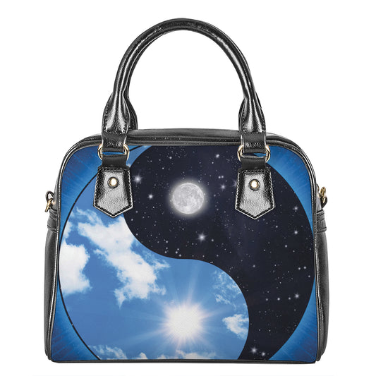 Sky And Space Yin Yang Print Shoulder Handbag