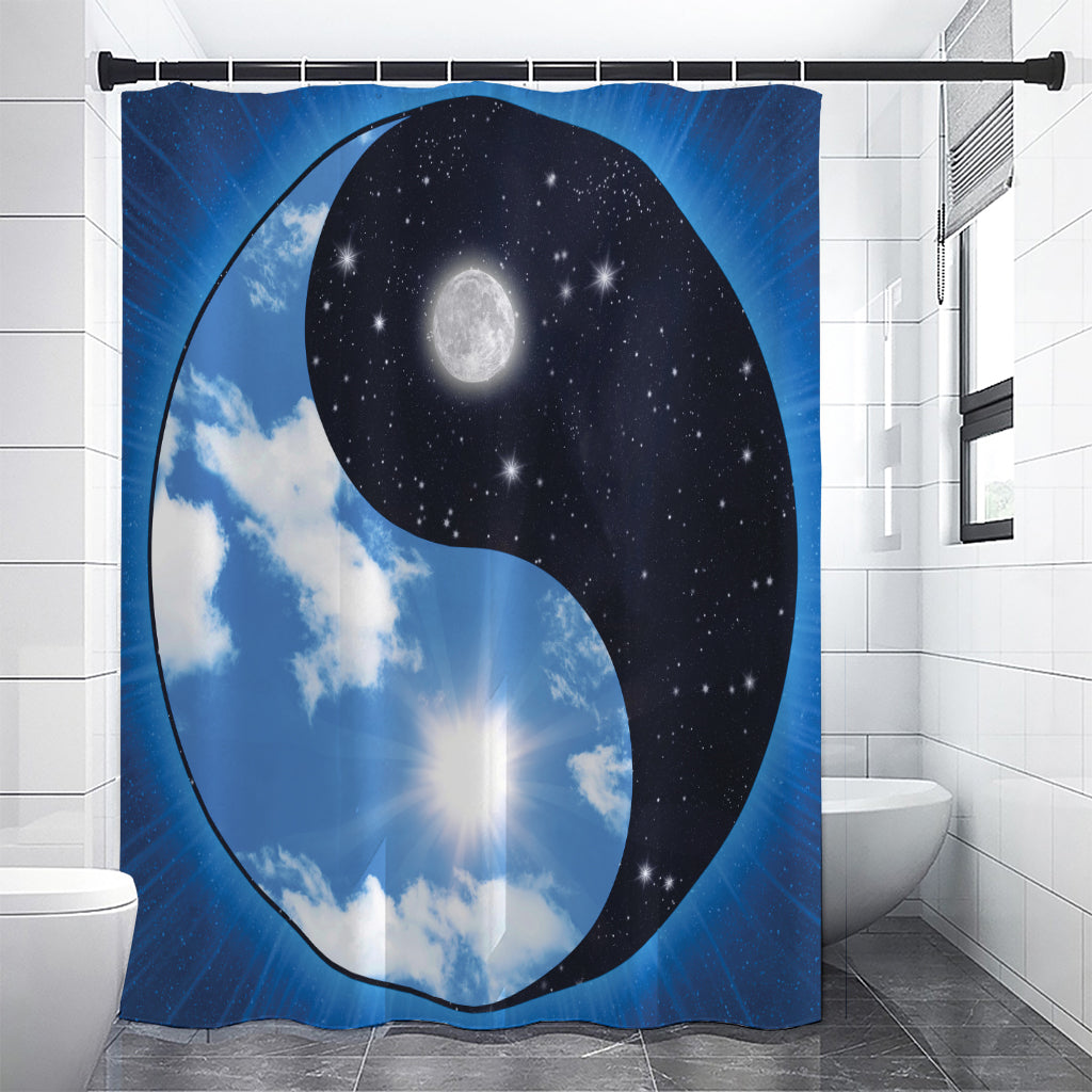 Sky And Space Yin Yang Print Shower Curtain