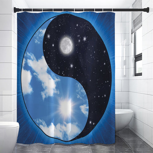 Sky And Space Yin Yang Print Shower Curtain