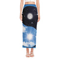 Sky And Space Yin Yang Print Side Slit Maxi Skirt