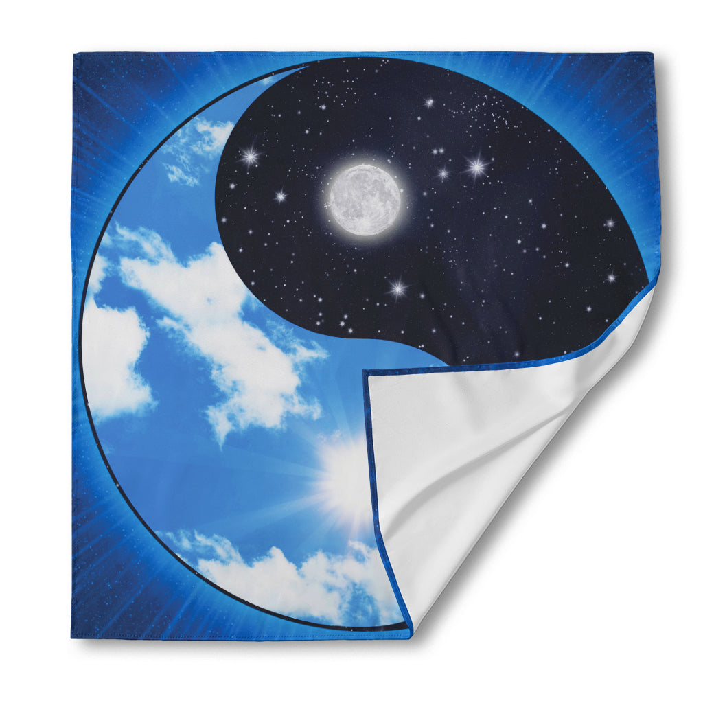 Sky And Space Yin Yang Print Silk Bandana