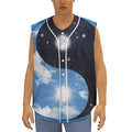 Sky And Space Yin Yang Print Sleeveless Baseball Jersey
