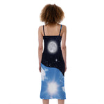 Sky And Space Yin Yang Print Slim Fit Midi Cami Dress