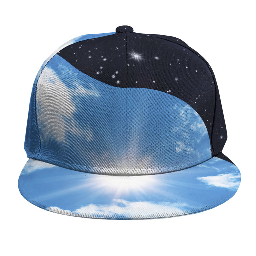 Sky And Space Yin Yang Print Snapback Cap