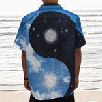 Sky And Space Yin Yang Print Textured Short Sleeve Shirt
