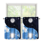 Sky And Space Yin Yang Print Tier Curtains