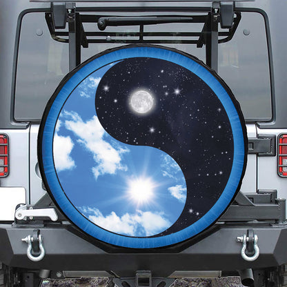 Sky And Space Yin Yang Print Tire Cover