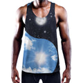 Sky And Space Yin Yang Print Men's Workout Tank Top