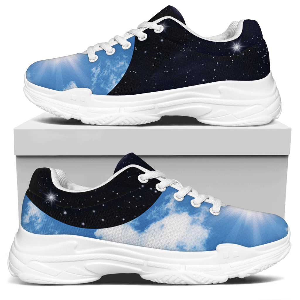 Sky And Space Yin Yang Print White Chunky Shoes