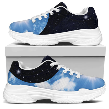 Sky And Space Yin Yang Print White Chunky Shoes