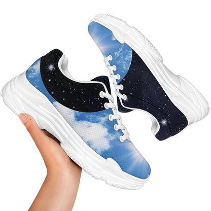 Sky And Space Yin Yang Print White Chunky Shoes