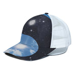 Sky And Space Yin Yang Print White Mesh Trucker Cap