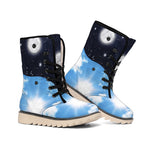 Sky And Space Yin Yang Print Winter Boots
