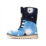 Sky And Space Yin Yang Print Winter Boots