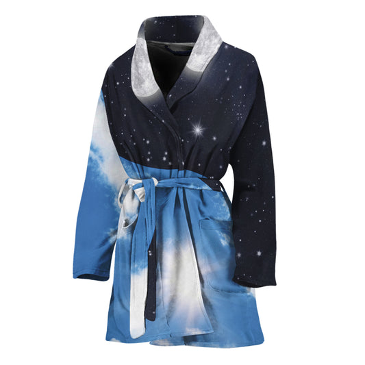Sky And Space Yin Yang Print Women's Bathrobe