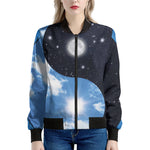 Sky And Space Yin Yang Print Women's Bomber Jacket