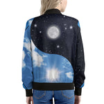 Sky And Space Yin Yang Print Women's Bomber Jacket