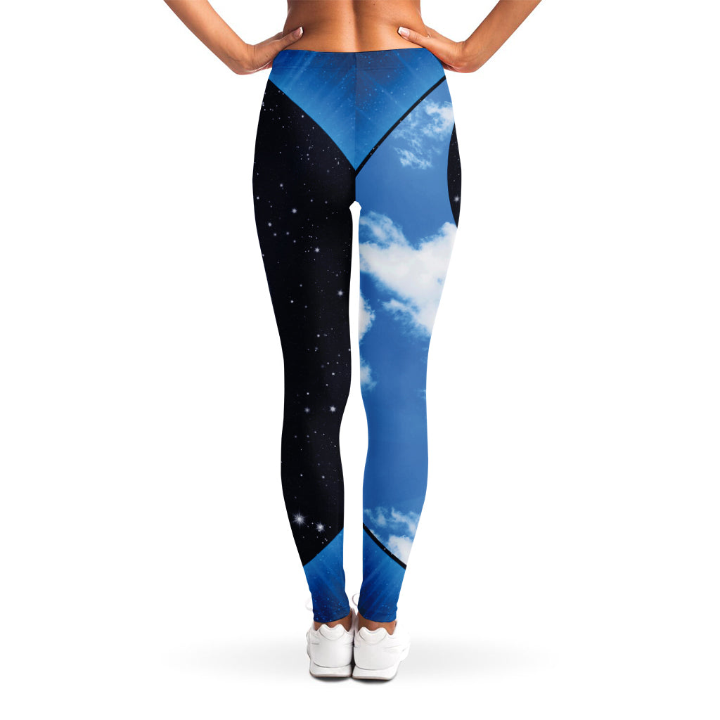 Sky And Space Yin Yang Print Women's Leggings