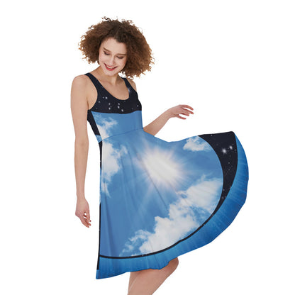 Sky And Space Yin Yang Print Women's Sleeveless Dress