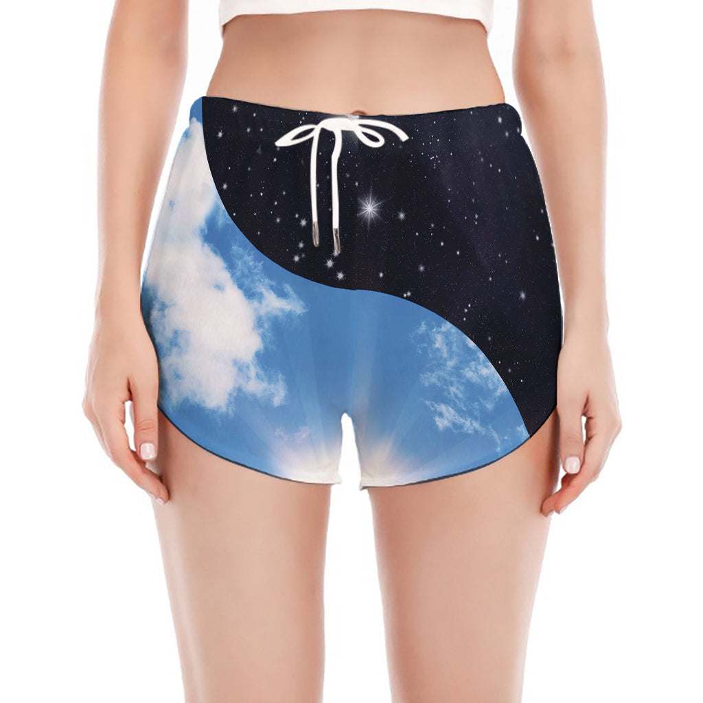 Sky And Space Yin Yang Print Women's Split Running Shorts