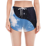 Sky And Space Yin Yang Print Women's Split Running Shorts