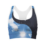 Sky And Space Yin Yang Print Women's Sports Bra