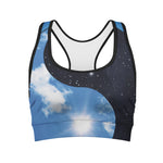 Sky And Space Yin Yang Print Women's Sports Bra