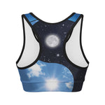 Sky And Space Yin Yang Print Women's Sports Bra