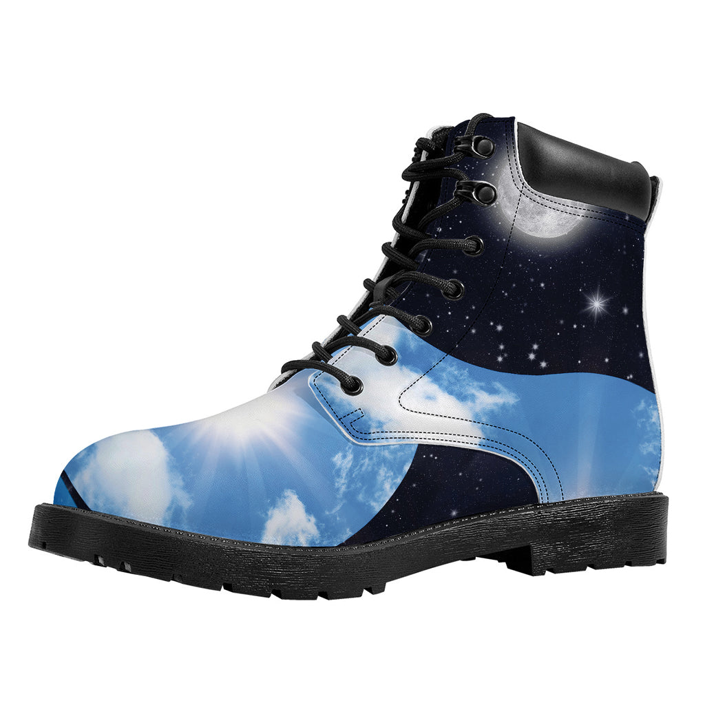 Sky And Space Yin Yang Print Work Boots
