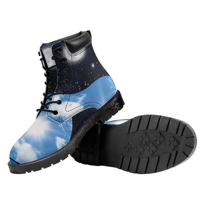 Sky And Space Yin Yang Print Work Boots