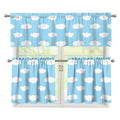 Sky Cloud Pattern Print 3 Piece Kitchen Curtains