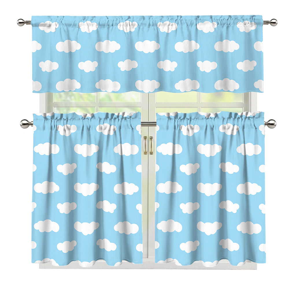 Sky Cloud Pattern Print 3 Piece Kitchen Curtains