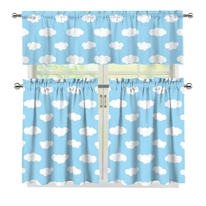 Sky Cloud Pattern Print 3 Piece Kitchen Curtains