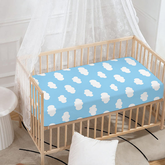 Sky Cloud Pattern Print Baby Crib Sheet