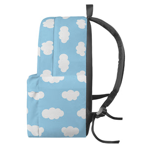 Clouds Print Logo Duffle Bag in White and Blue