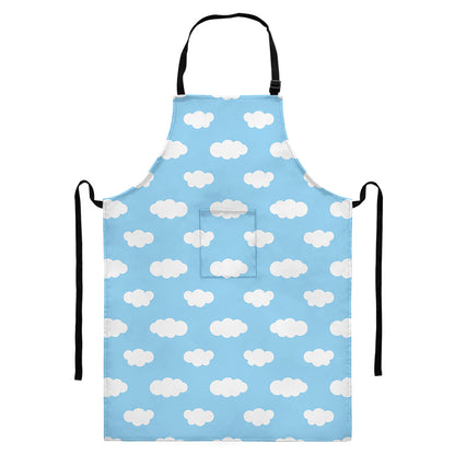 Sky Cloud Pattern Print Bib Apron With Pocket