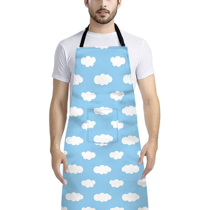 Sky Cloud Pattern Print Bib Apron With Pocket