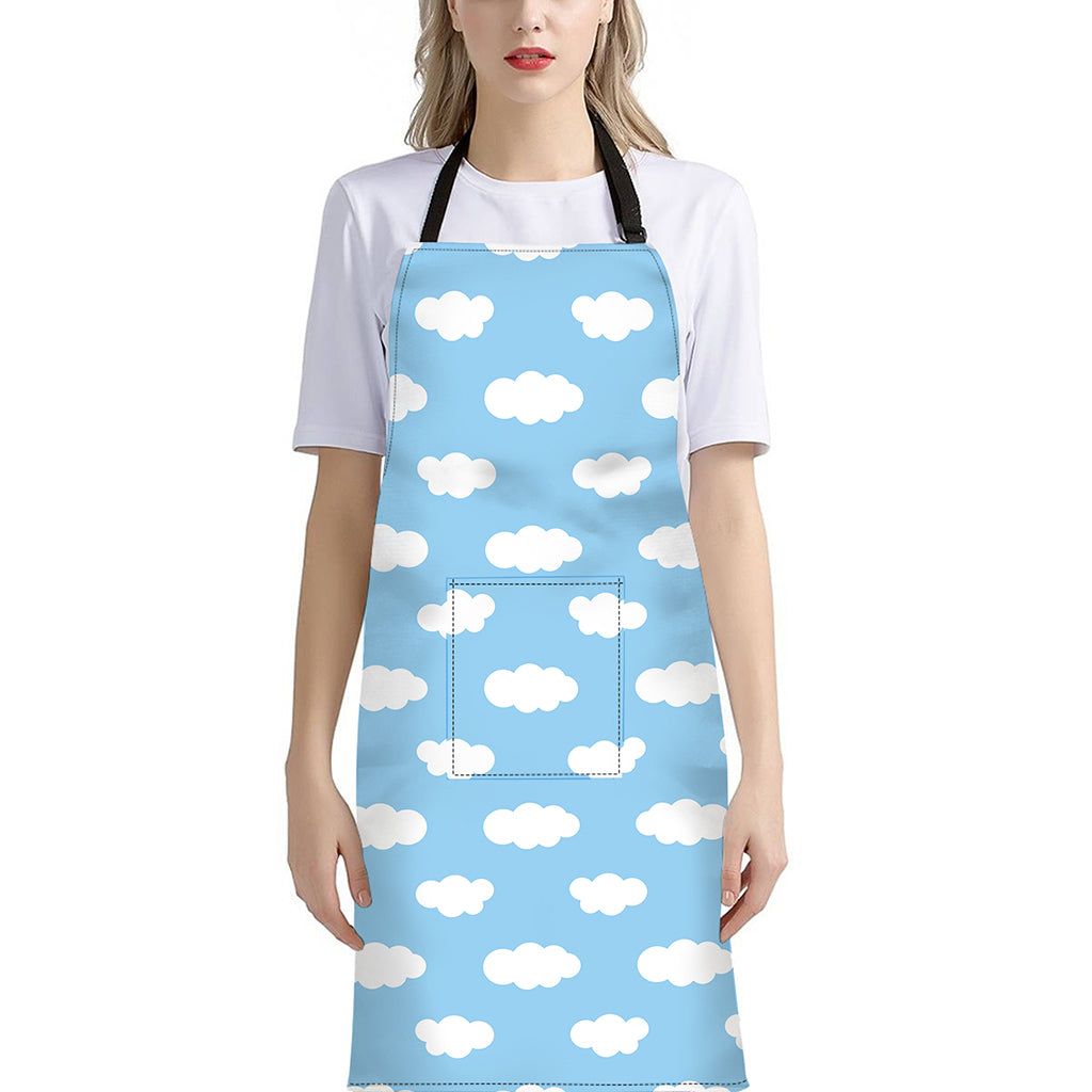 Sky Cloud Pattern Print Bib Apron With Pocket