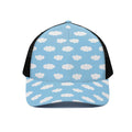Sky Cloud Pattern Print Black Mesh Trucker Hat
