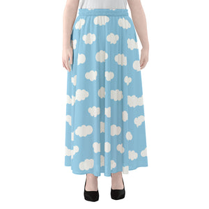 Sky Cloud Pattern Print Chiffon Maxi Skirt