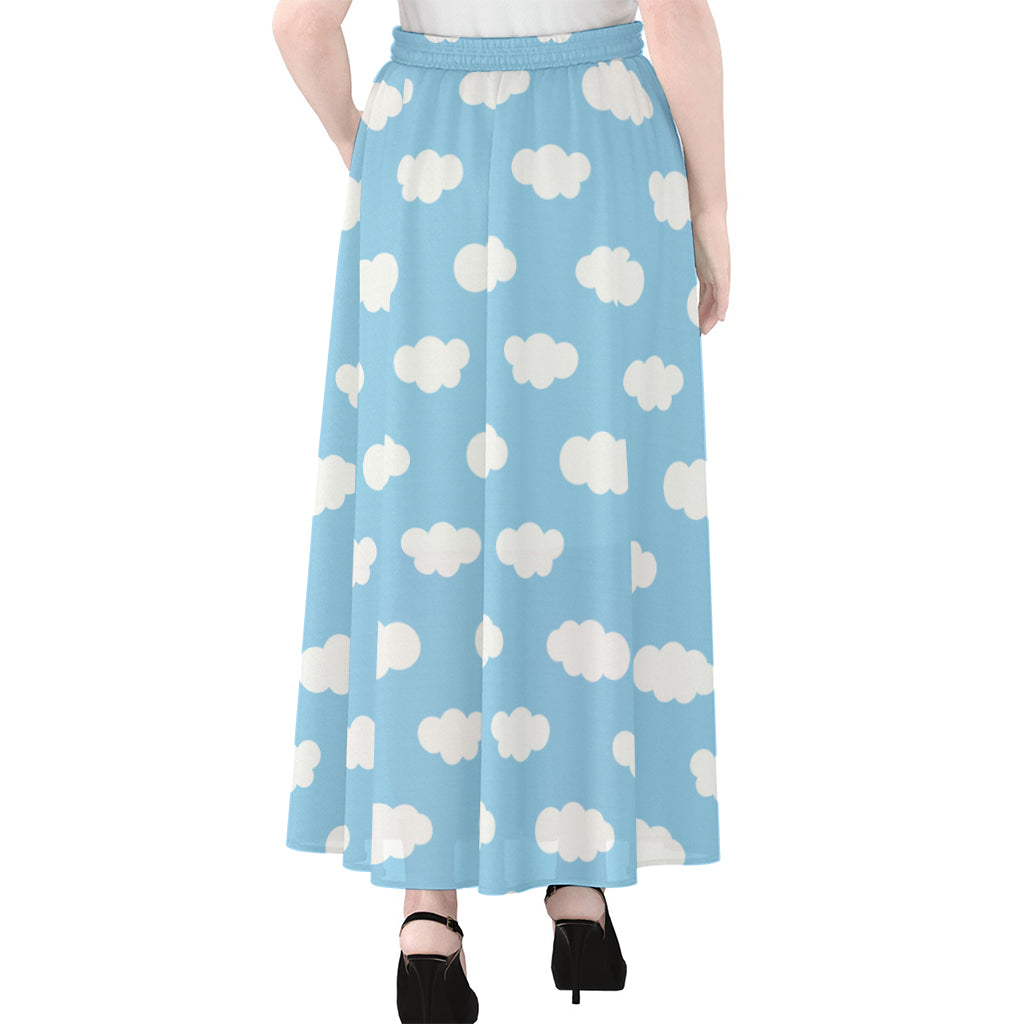 Sky Cloud Pattern Print Chiffon Maxi Skirt