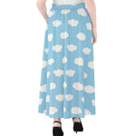 Sky Cloud Pattern Print Chiffon Maxi Skirt