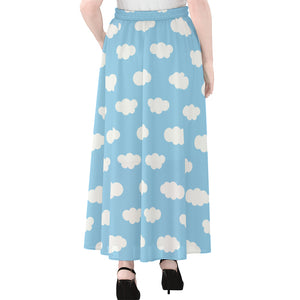 Sky Cloud Pattern Print Chiffon Maxi Skirt