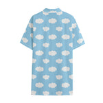 Sky Cloud Pattern Print Cotton Hawaiian Shirt