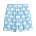 Sky Cloud Pattern Print Cotton Shorts