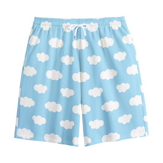 Sky Cloud Pattern Print Cotton Shorts